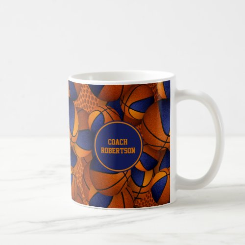 blue orange basketball team colors coach name coffee mug