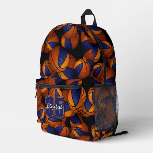 basketball w blue orange team colors girls boys backpack