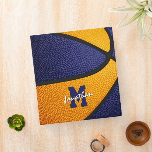 blue orange basketball team colors varsity letter 3 ring binder