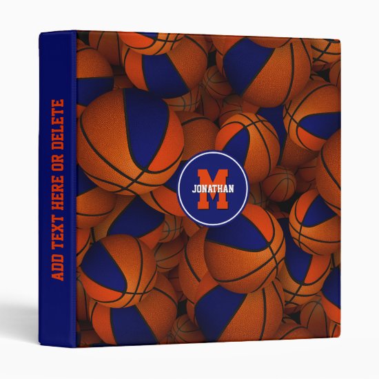 blue orange basketballs kids back to school 3 ring binder
