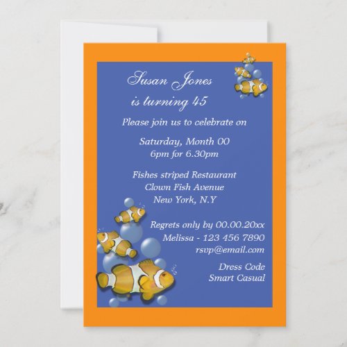 Blue orange beach birthday PERSONALIZE Cards