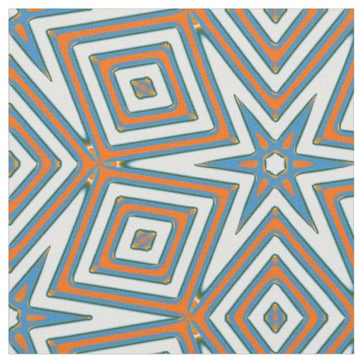 Blue & Orange Beach Pattern  Fabric