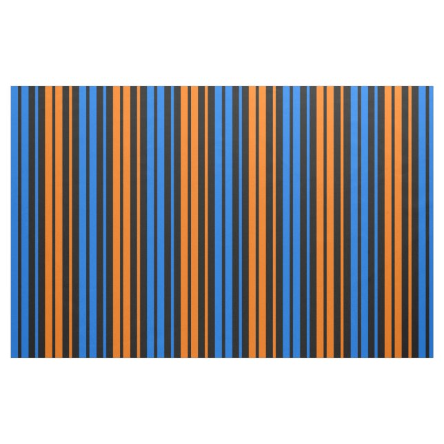 Blue Orange Blue Vertical Stripes Design   Fabric (Fat Quarter)