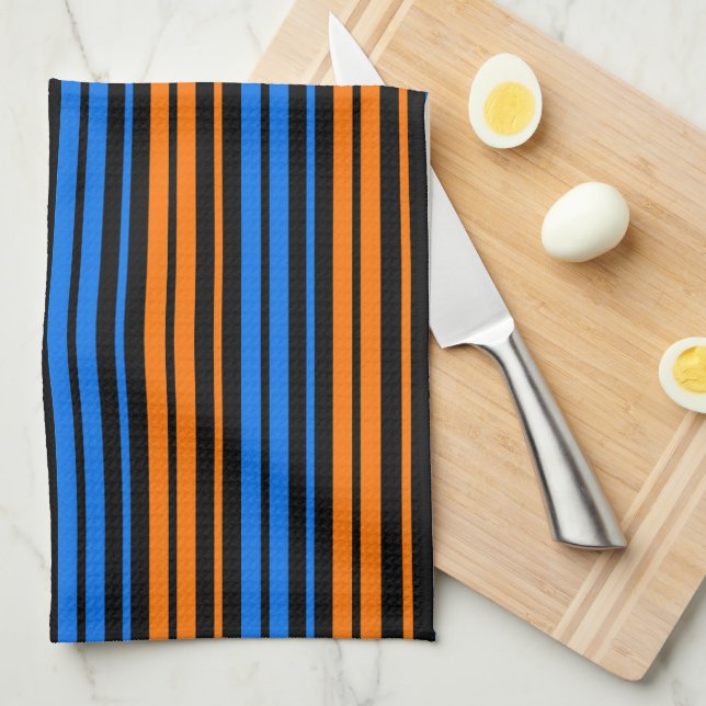 Blue Orange Blue Vertical Stripes Design   Kitchen Towel (Quarter Fold)