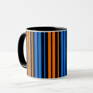 Blue Orange Blue Vertical Stripes Design Mug