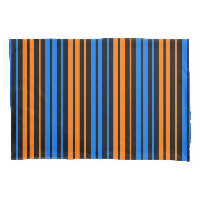 Blue Orange Blue Vertical Stripes Design   Pillow Case (Front)