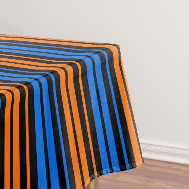 Blue Orange Blue Vertical Stripes Design   Tablecloth (In Situ)
