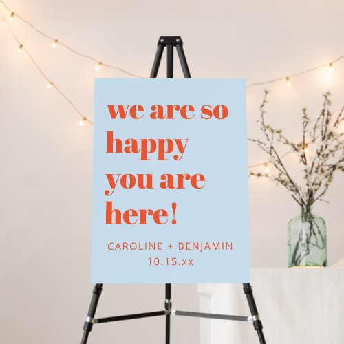 Blue Orange Bold Modern Wedding Welcome Sign