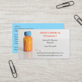 Blue Orange Bottle Pharmacist Pharmacy Pills Business Card
