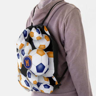 blue orange boys girls school spirit soccer drawstring bag