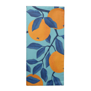 Blue Orange Branch Pattern Cloth Napkin