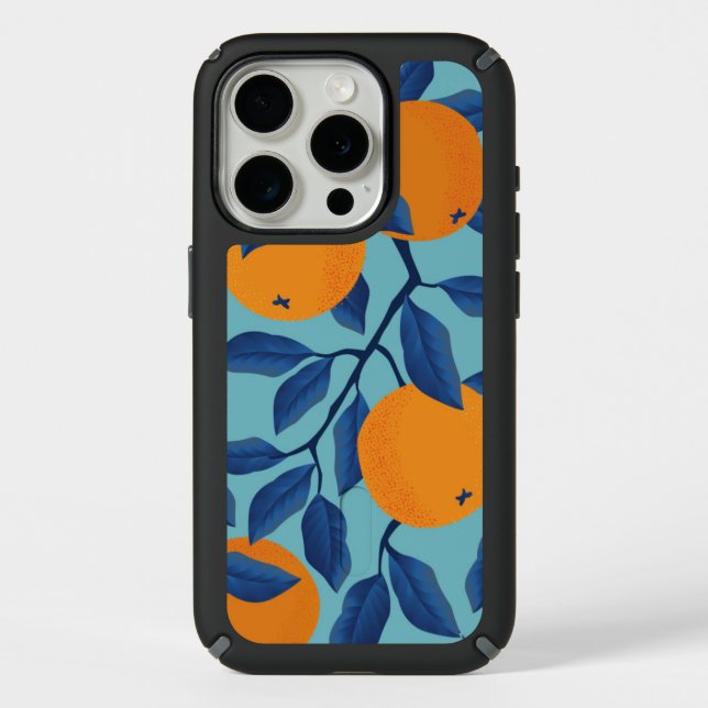 Blue Orange Branch Pattern Speck iPhone Case (Front)