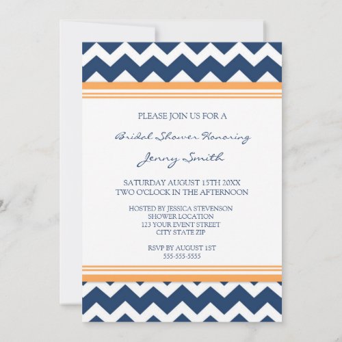 Blue Orange Bridal Shower Invitation Cards