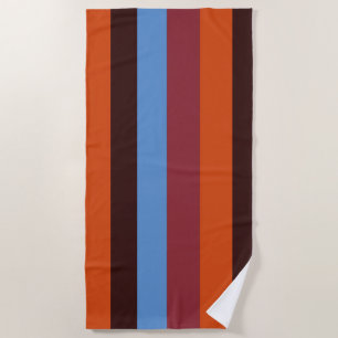 Blue,Orange, Brown, Red Stripes Beach Towel