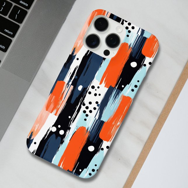 Blue Orange Brushstrokes Abstract Pattern Case-Mate iPhone Case (Creator Uploaded)