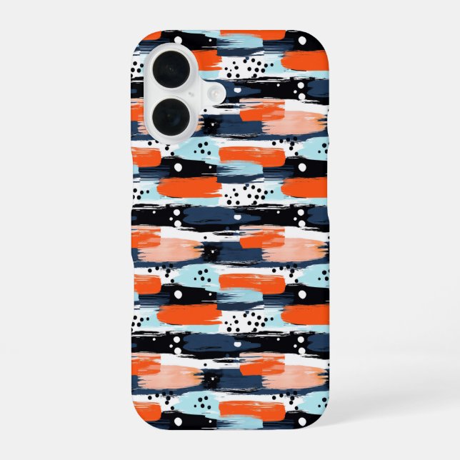 Blue Orange Brushstrokes Abstract Pattern Iphone Case (Back)