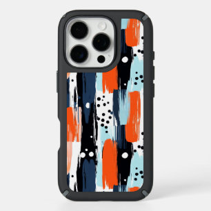 Blue Orange Brushstrokes Abstract Pattern iPhone 16 Pro Case
