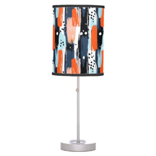 Blue Orange Brushstrokes Abstract Pattern Table Lamp