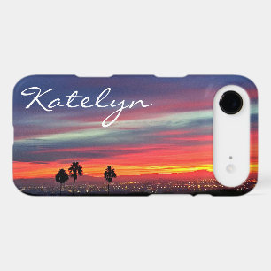 Blue Orange California Sunset Custom Name Script iPhone 17 Air Case