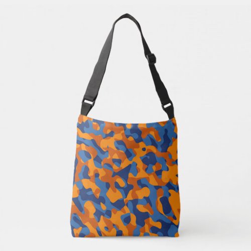 Blue Orange Camouflage Print Pattern Crossbody Bag