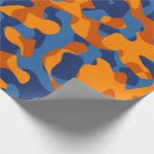 Blue Orange Camouflage Print Pattern Wrapping Paper (Corner)