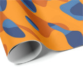Blue Orange Camouflage Print Pattern Wrapping Paper (Roll Corner)