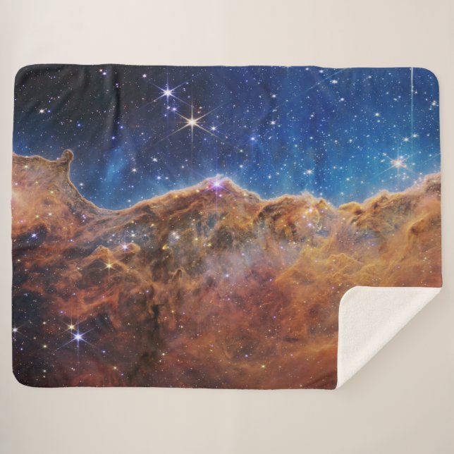 Blue/Orange Carina Nebula | JWST Sherpa Blanket (Front (Horizontal))