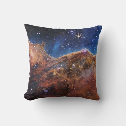 BlueOrange Carina Nebula  JWST Throw Pillow