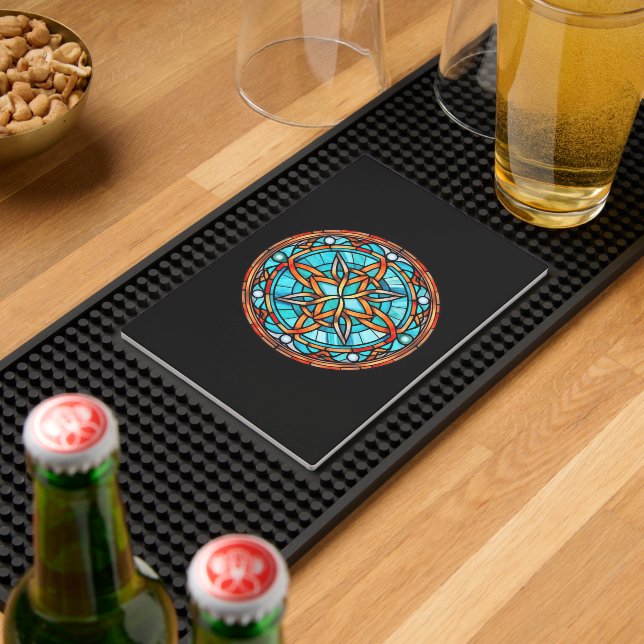 Blue Orange Celtic Knot Mosaic Bar Mat (Insitu (Bar 2))