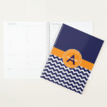 Blue Orange Chevron Planner<br><div class="desc">Blue orange chevron day planner</div>