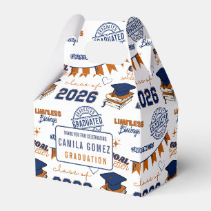 Blue Orange Class 2026 Graduation Party Favor Boxes