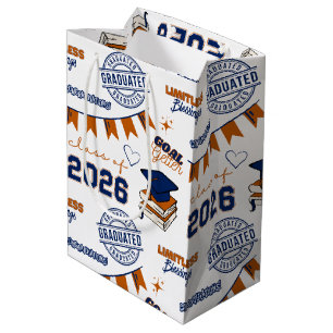 Blue Orange Class of 2026 Graduation Medium Gift Bag