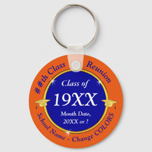 Blue, Orange, Class Reunion Favors or Change COLOR Keychain