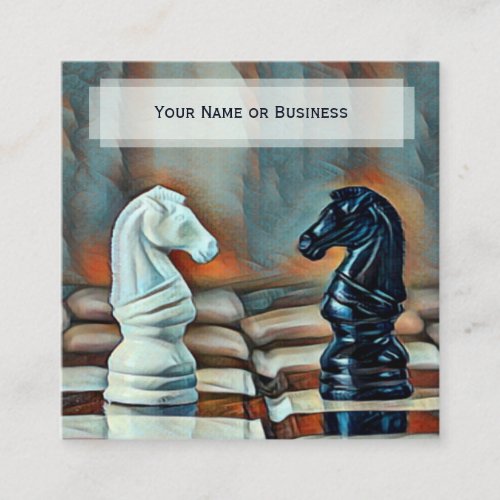 Blue Orange Classic Chess Knights Coach Club Square Business Card