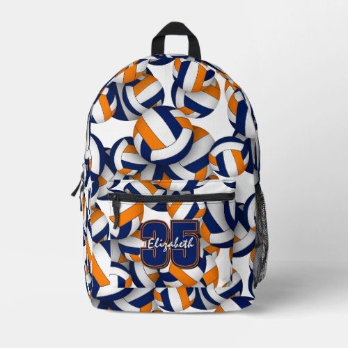 blue orange team colors personalized volleyball backpack