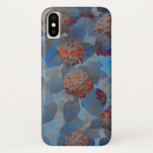 Blue orange color flower pattern digital art iPhone XS case