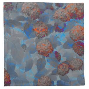 Blue orange color flower pattern digital art cloth napkin