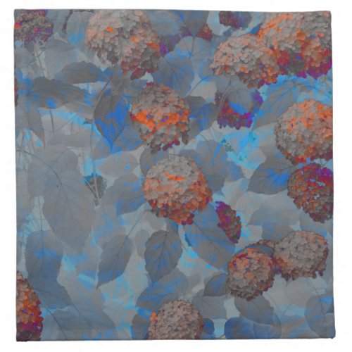 Blue orange color flower pattern digital art cloth napkin