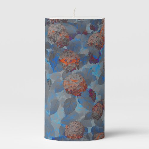 Blue orange color flower pattern digital art pillar candle