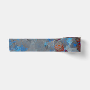 Blue orange color flower pattern digital art satin ribbon