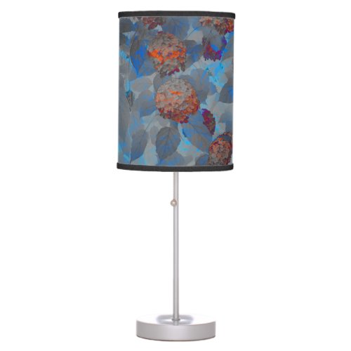 Blue orange color flower pattern digital art table lamp