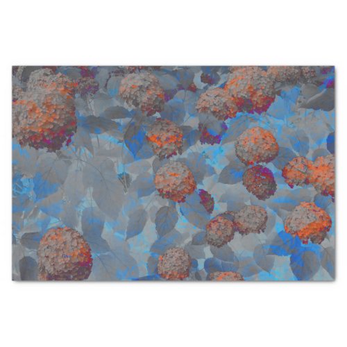 Blue orange color flower pattern digital art tissue paper