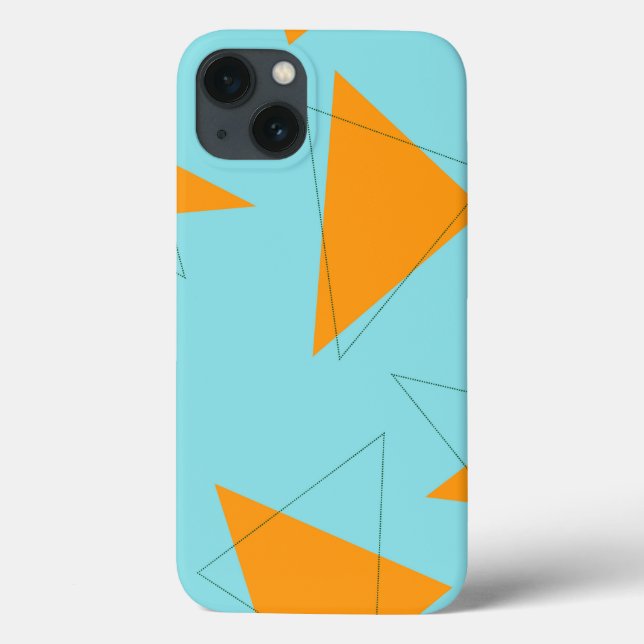 Blue,orange, cool, trendy, modern triangle pattern Case-Mate iPhone case (Back)