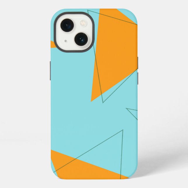 Blue,orange, cool, trendy, modern triangle pattern iphone case (Back)
