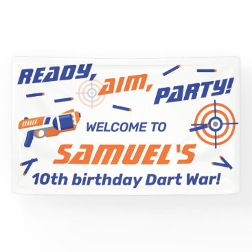 Blue, Orange Dart War Birthday Party, Welcome Banner