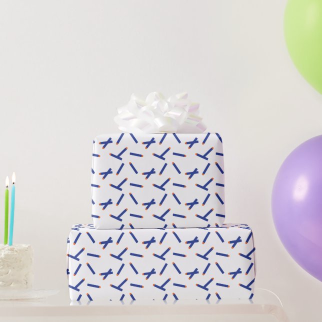 Blue, Orange Dart War Happy Birthday Wrapping Paper (Party Gifts)