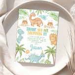 Blue Orange Dinosaur Birthday Thank You Card<br><div class="desc">Blue Orange Dinosaur Birthday Thank You Card

Cute boy's dinosaur themed birthday thank you card featuring various dinosaurs,  foliage,  volcano,  balloon and party hats.  This dino birthday thank you card is an ideal way to thank guests for coming to your little boy's dinosaur themed birthday party.</div>