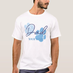 Blue Orange Dog Paw Print Birthday Party Dad T-Shirt