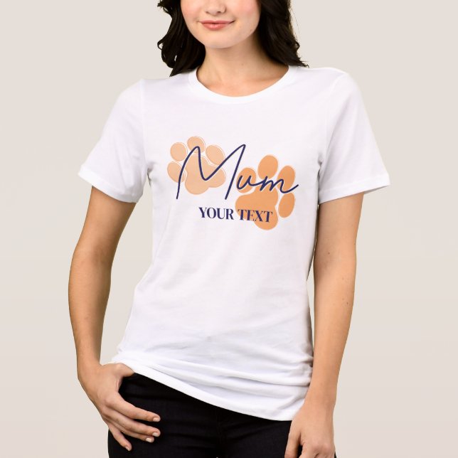 Blue Orange Dog Paw Print Birthday Party Mum Tri-Blend Shirt (Front)
