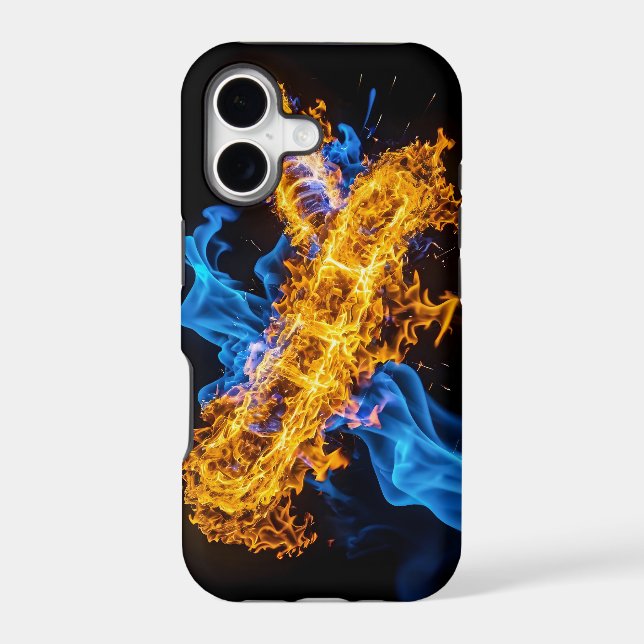 Blue Orange Fire Elemental Magic Energy Core iPhone Case (Back)
